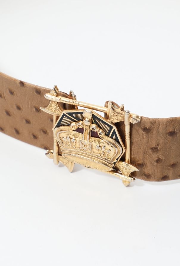 Dior 70s Ostrich Leather Pendant Buckle Belt - 2