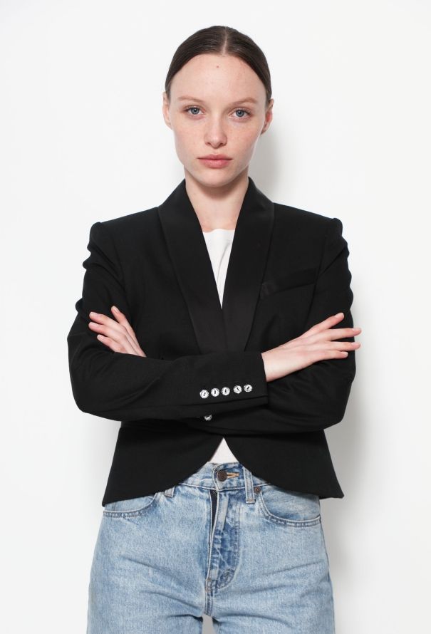 Azzaro 2020 Cropped Smoking Blazer - 4