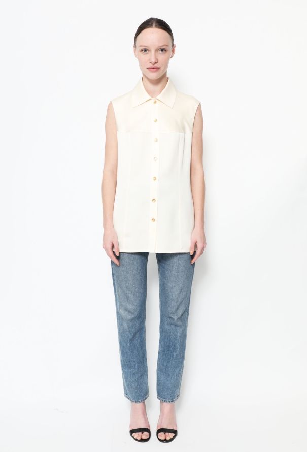 Chanel Vintage Split Silk Blouse - 2