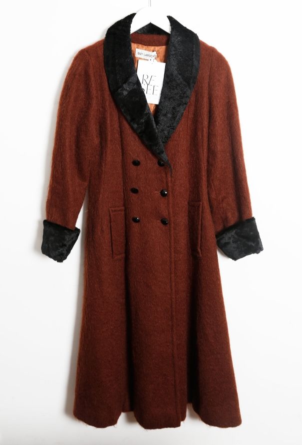 Guy Laroche Mohair Velvet Trim Coat - 6