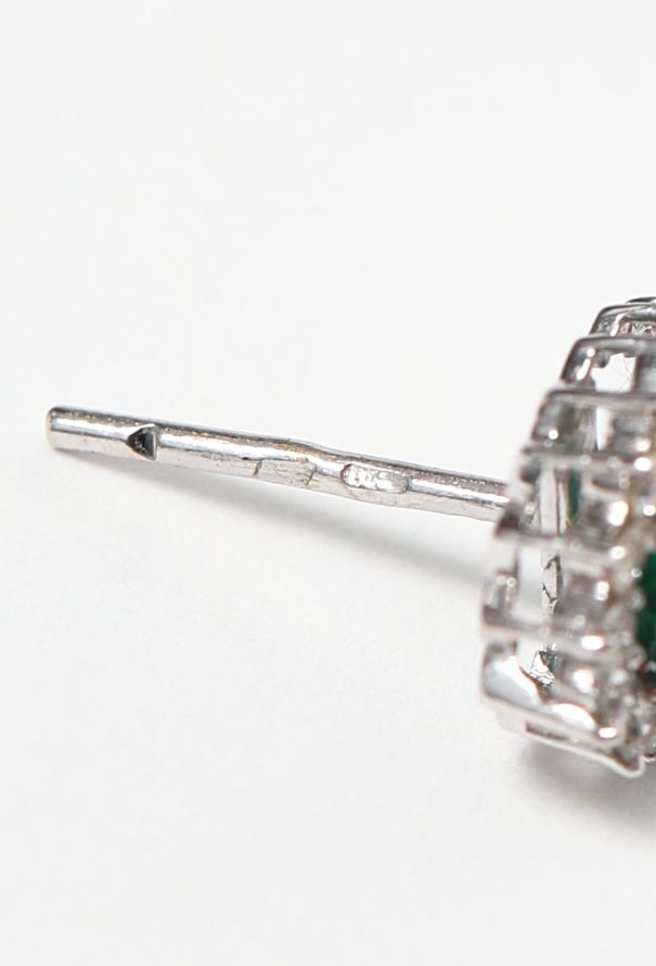 Modern Fine Jewelry 18k White Gold, Diamond & Emerald Earrings - 5