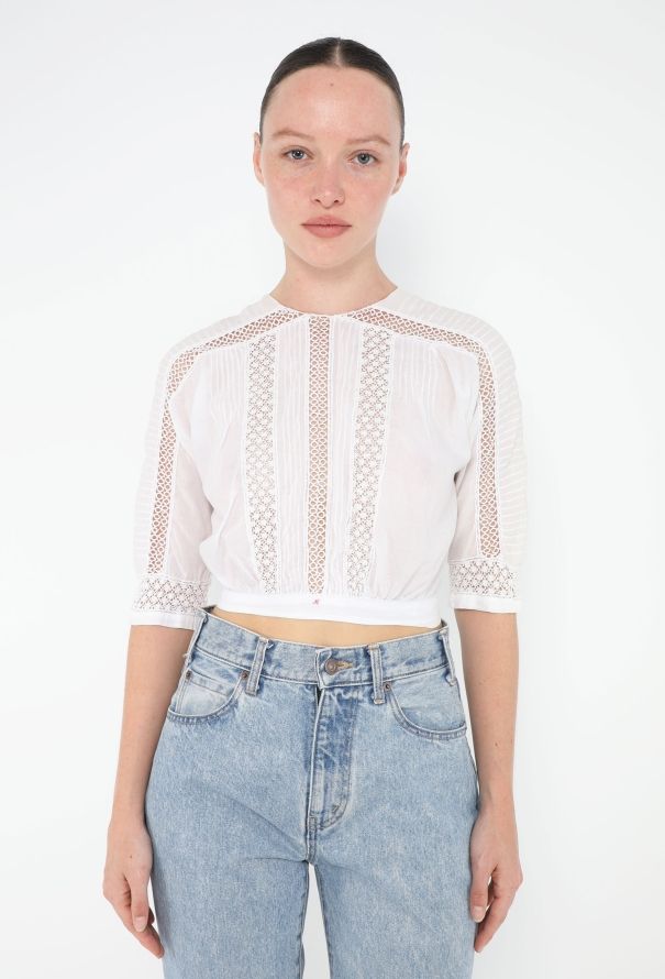 Antique Lace Trim Pintuck Top - 3