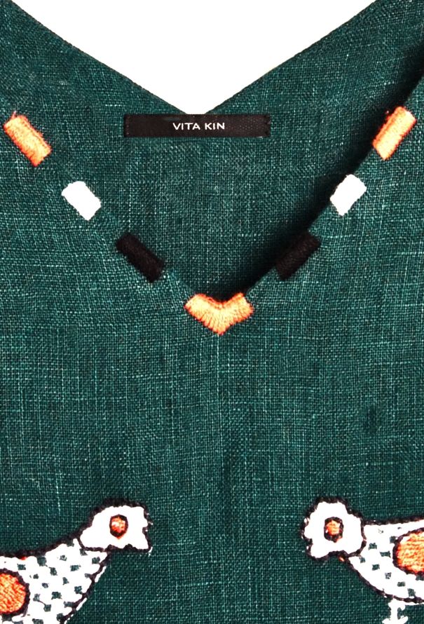 Vita Kin Belted Embroidered Linen Dress - 6