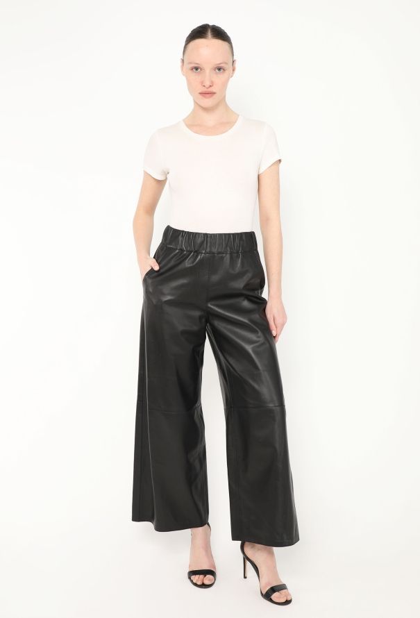 Loewe F/W 2019 Wide-Leg Lambskin Trousers - 4