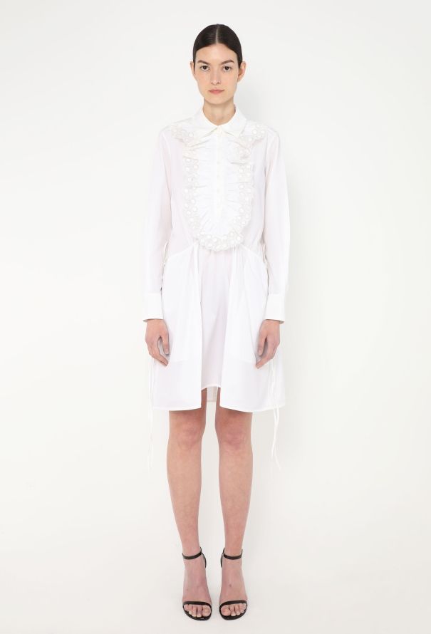 Chloé Ruffled Poplin Lace Shirt Dress - 3