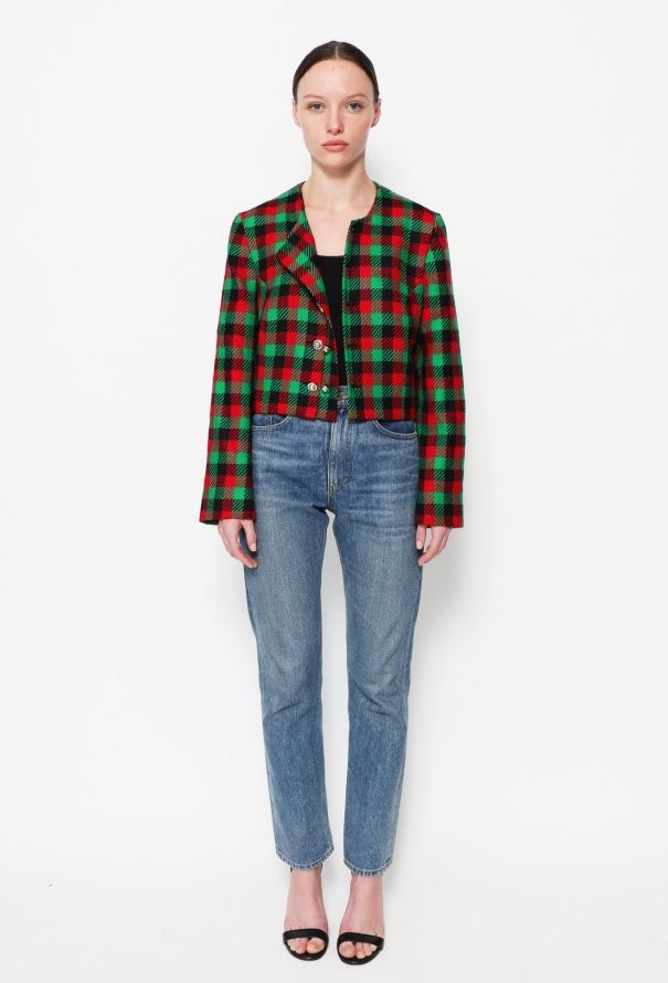 Céline Vintage Checkered Wool Jacket - 1