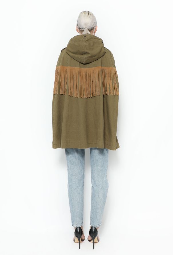 Saint Laurent Fringe Hooded Parka Cape - 5