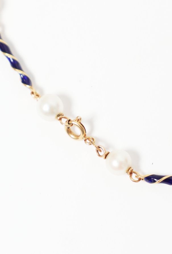 Vintage Fine Jewelry 18k Gold, Enamel & Cultured Pearl Sautoir - 8