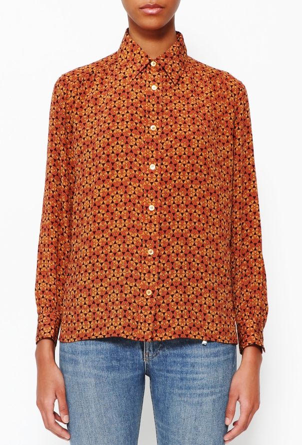 Céline Vintage Graphic Silk Blouse - 1