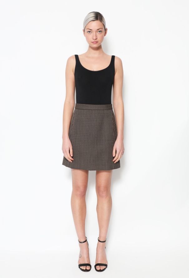Céline Checkered Twill Skirt - 1