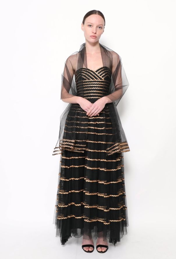 Metallic Tulle Sweetheart Gown - 3