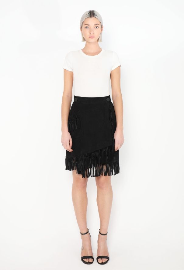 Saint Laurent 1992 Suede Fringe Skirt - 2