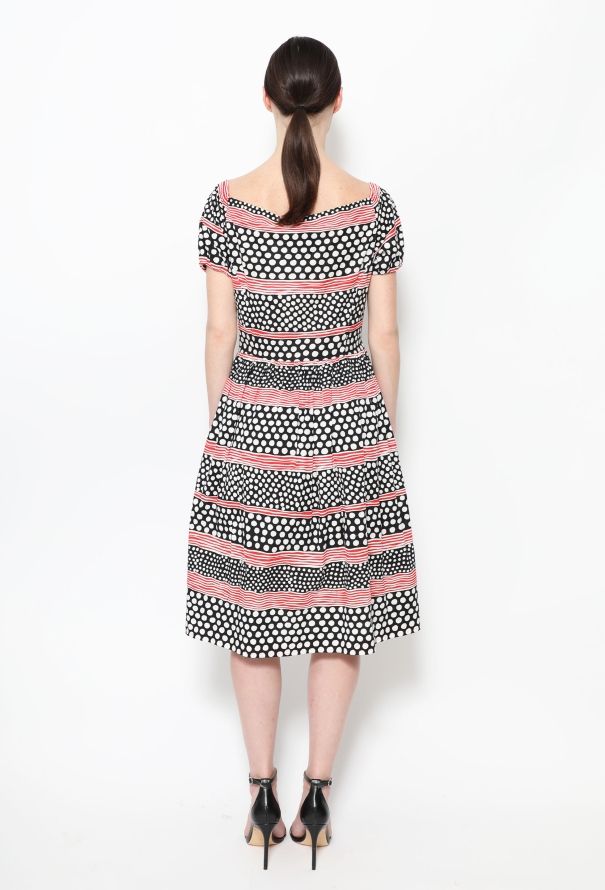 Prada Tiered Polka Dot Cotton Dress - 3