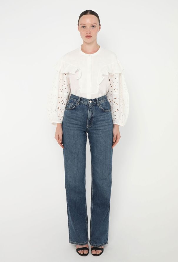 Chloé Pre-Fall 2022 Linen Eyelet Blouse - 3