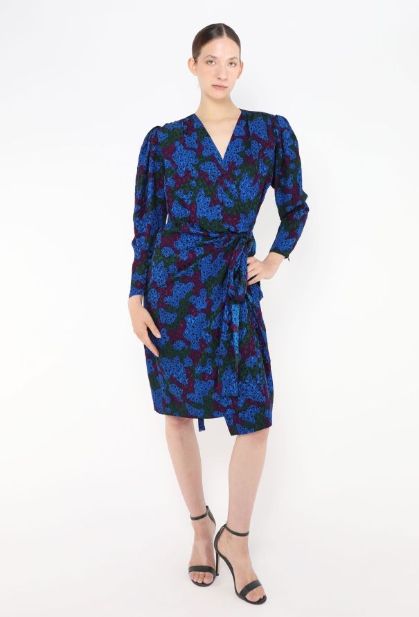 Saint Laurent F/W 1985 Silk Wrap Dress - 4
