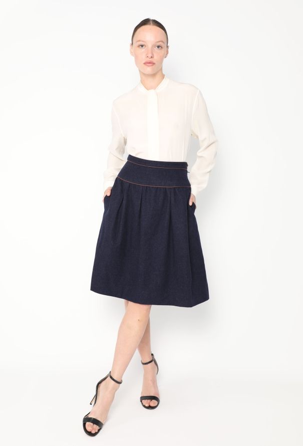 Saint Laurent '70s Piped Trim Felted Skirt - 1