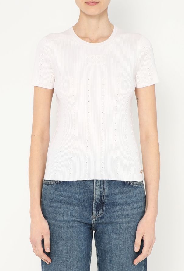 Chanel 2021 Pointelle Ribbed 'CC' Top - 2