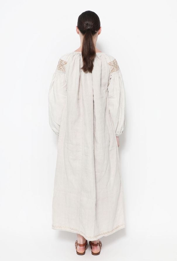 World Treasures Authentic Embroidered Linen Tunic Ivory - 4