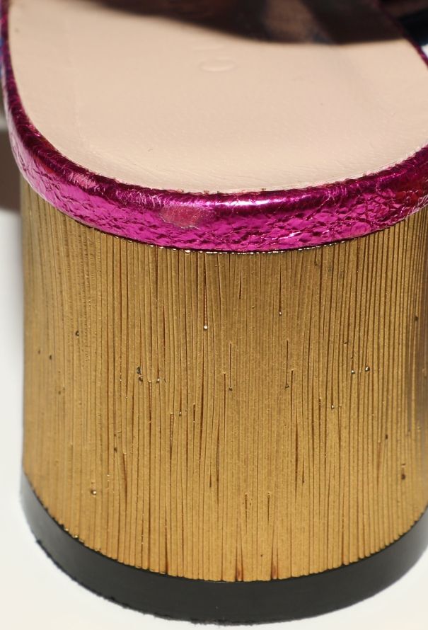 Gucci Metallic Panther Sandals - 7