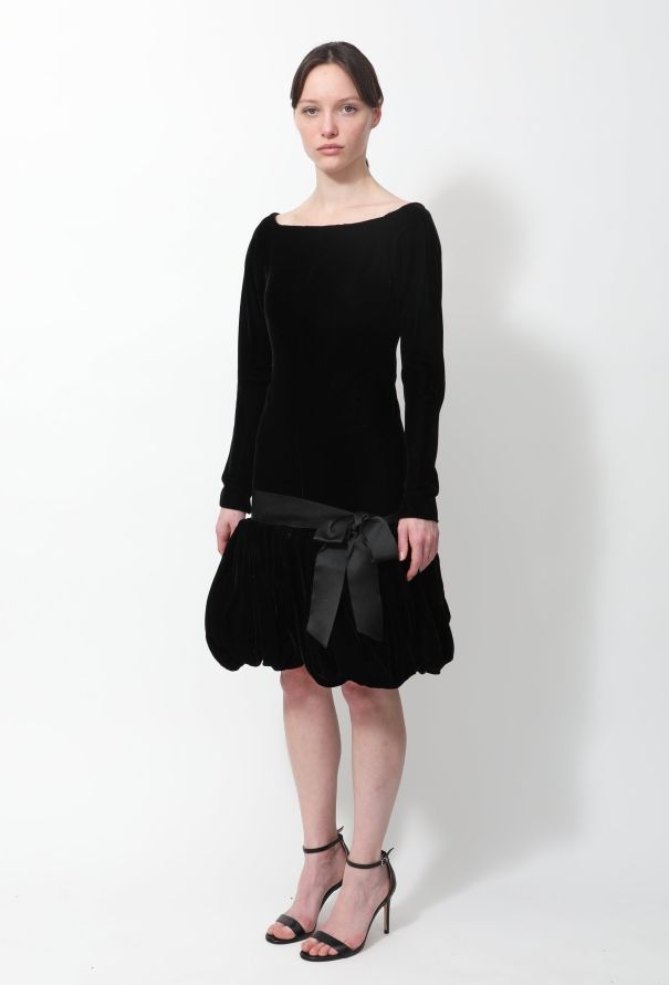 Saint Laurent Vintage Couture Velvet Ruffled Dress - 3