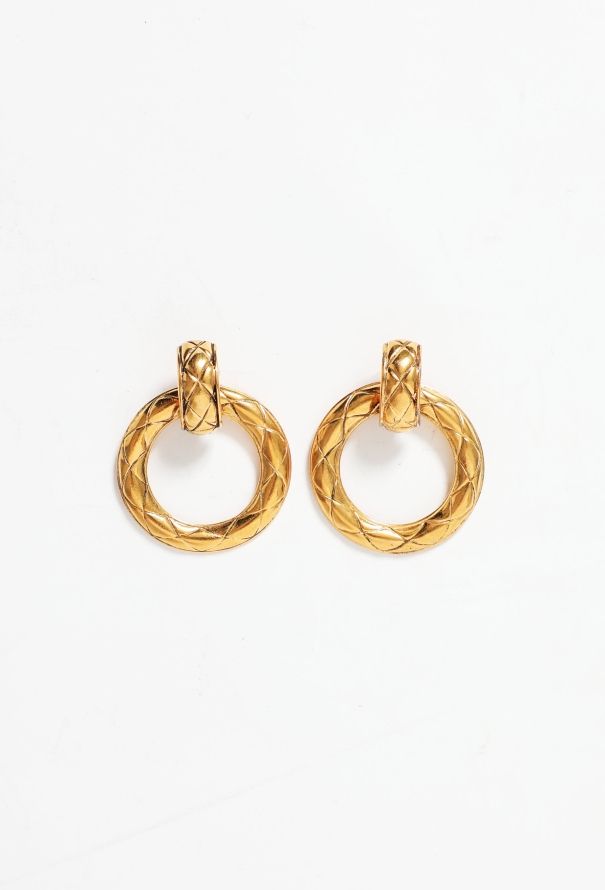 Chanel Vintage Quilted Hoop Earrings - 1