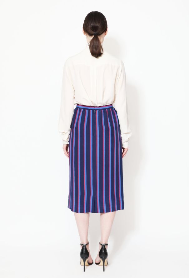 Céline Vintage Striped High-Waisted Silk Skirt - 3