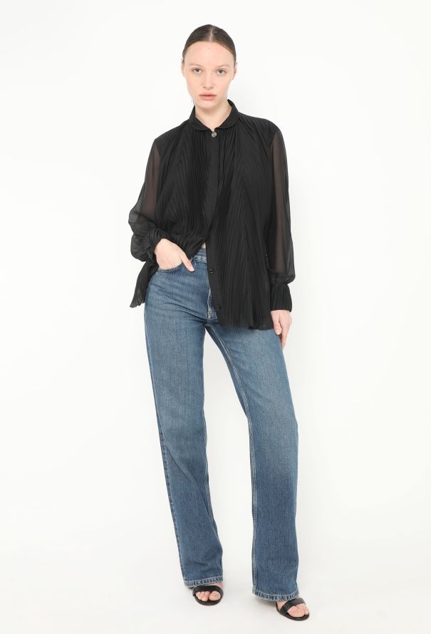 Chanel Accordion Pleated Silk Blouse - 3