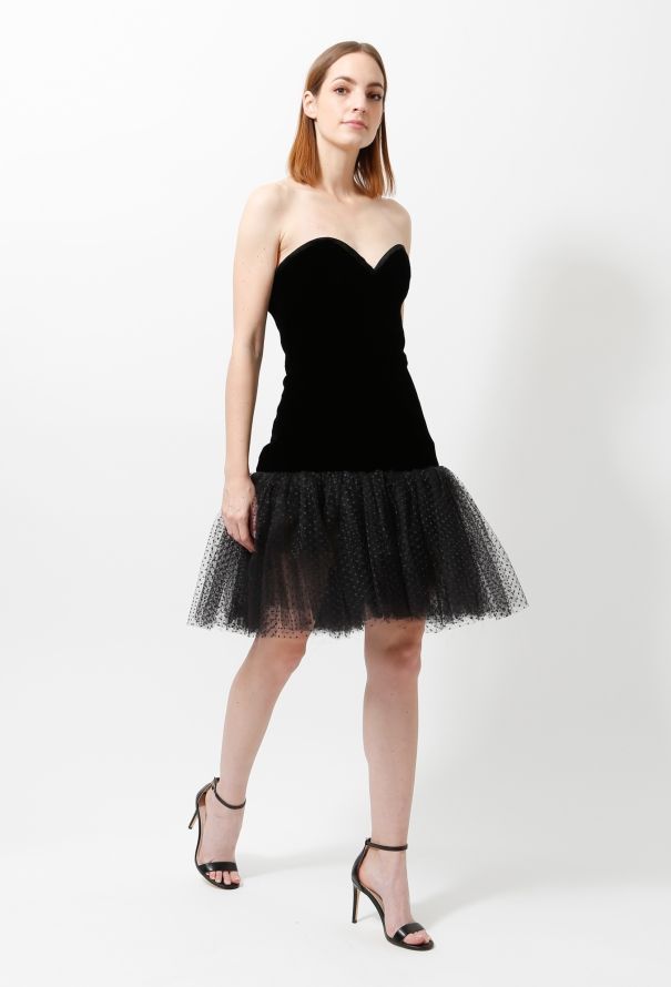 Saint Laurent 1988 Velvet Bustier Dress - 3