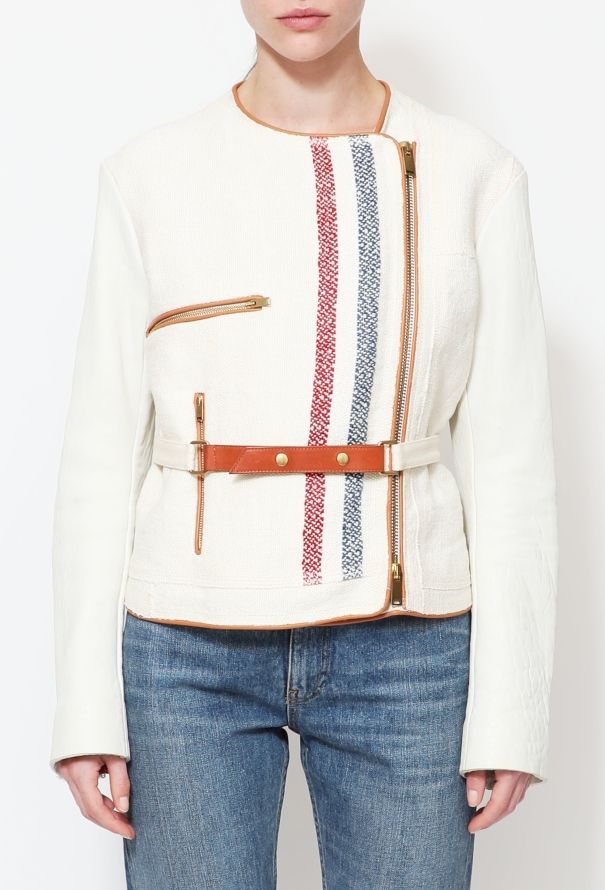 Céline Belted Linen Zip Jacket - 1