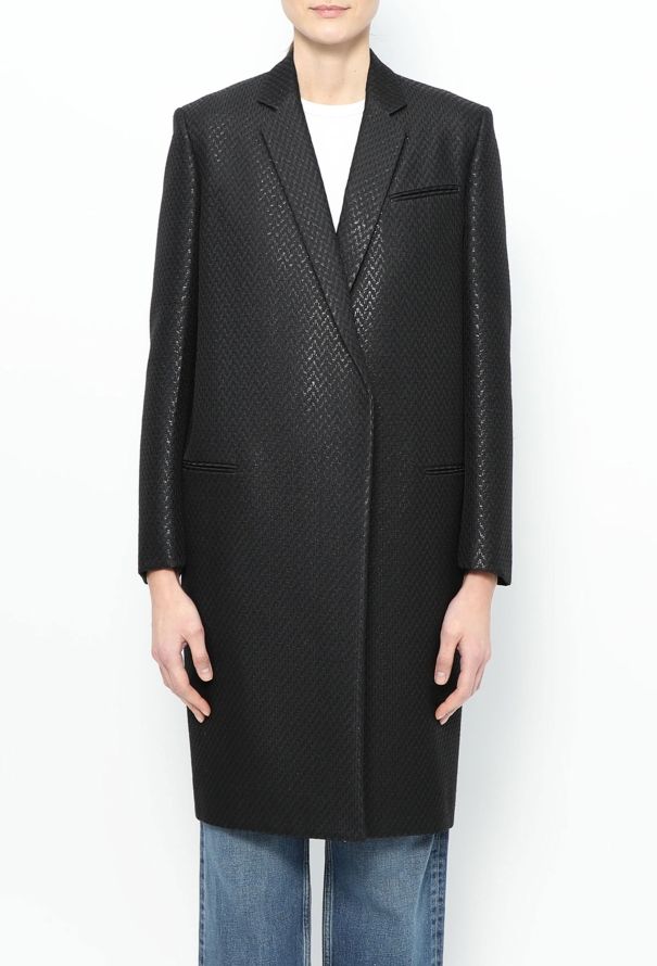 Céline Notched Brocade Crombie Coat - 4