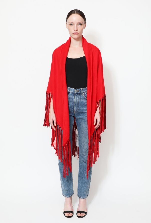 Hermès Sellier Leather Fringe Cashmere Stole - 1