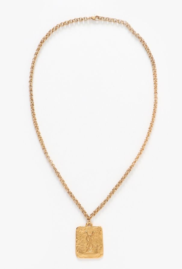 Saint Laurent Vintage Hammered Logo Sautoir - 1