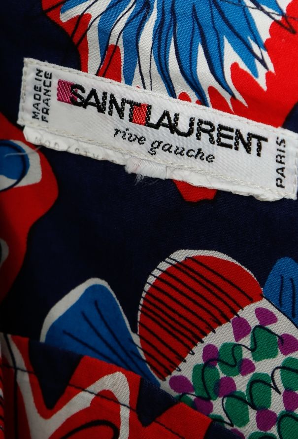 Saint Laurent 1981 Fish Print Belted Dress - 6