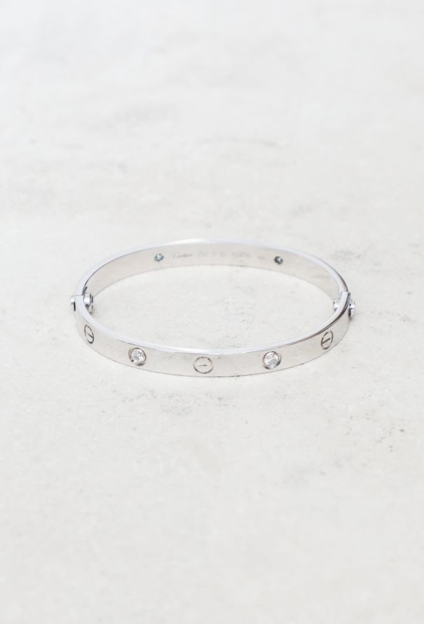 Cartier 18k White Gold Diamond Love Bracelet - 1