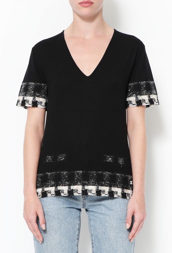 Chanel Cashmere Tweed Trim Top - 1