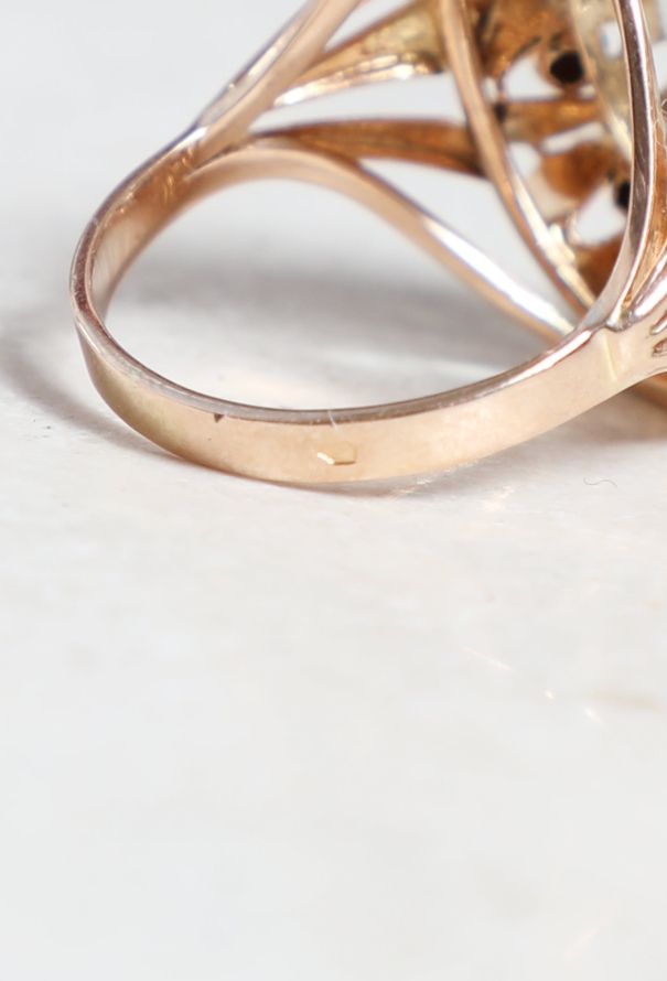 Vintage Fine Jewelry 18k Rose Gold & Aquamarine Cocktail Ring - 6