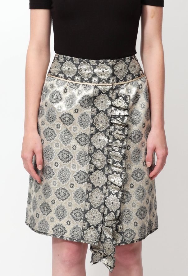 Prada S/S 2002 Ruffled Brocade Skirt - 1