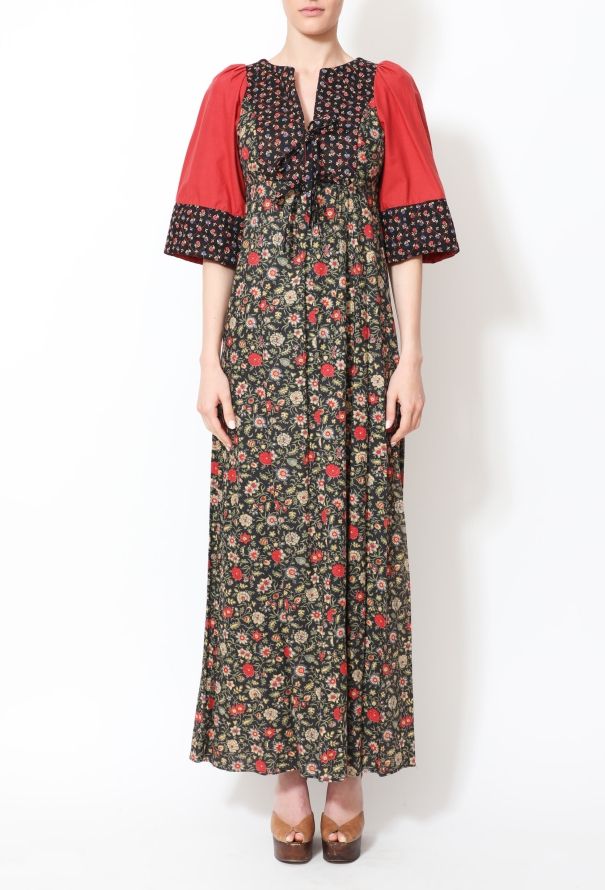 70s Floral Quilted Day Dress - 3