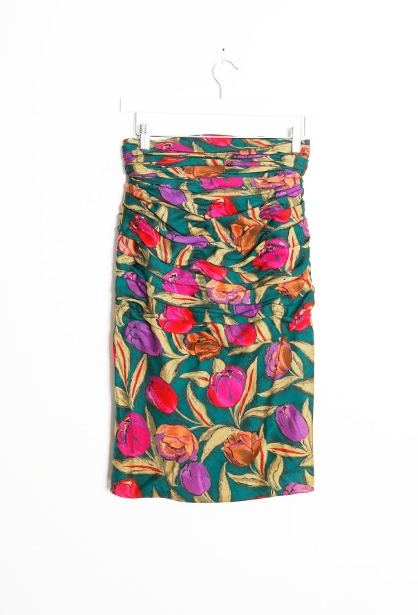 Emanuel Ungaro Vintage Ruched Floral Skirt - 5