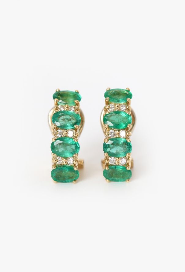 Modern Fine Jewelry 18k Gold,  Diamond & 3.20 Carats Emerald Earrings - 1