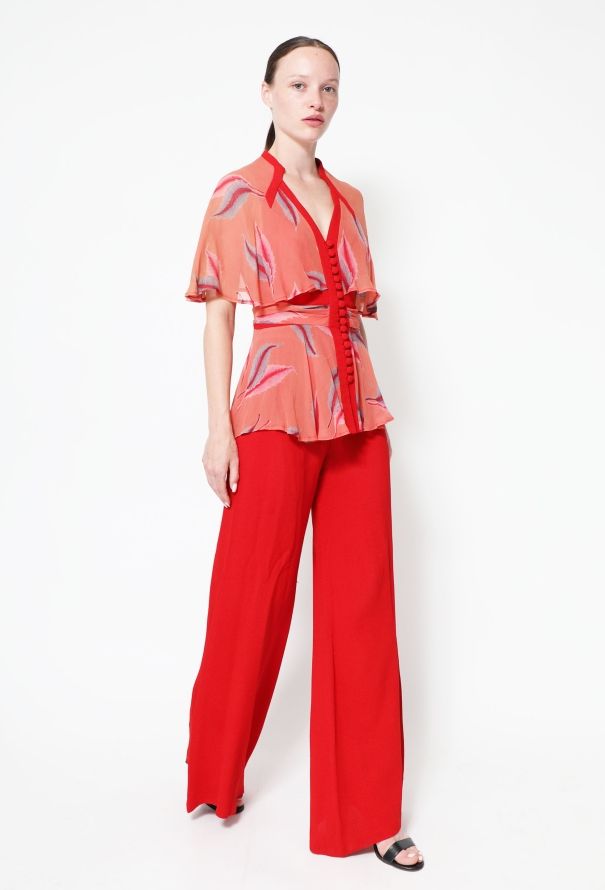 Ossie Clark COLLECTOR 1972 Feather Print Crêpe Ensemble - 3