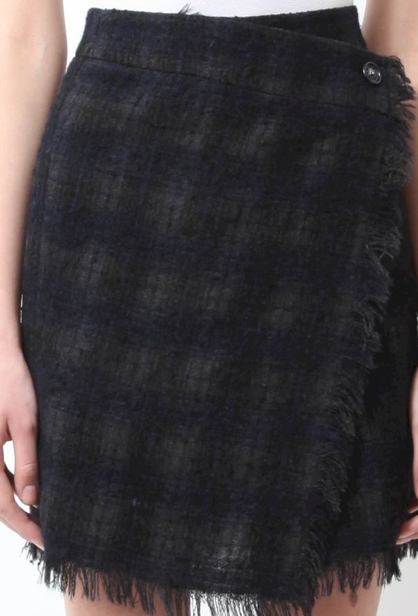Chanel Wool Plaid Wrap Skirt - 5