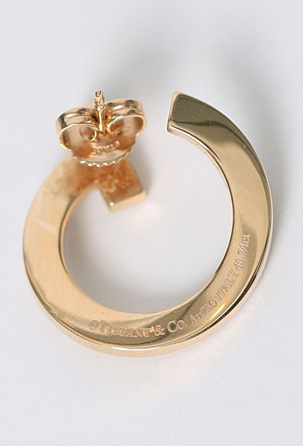 Tiffany & Co 18k Rose Gold & Diamond T1 Open Hoop Earrings - 8