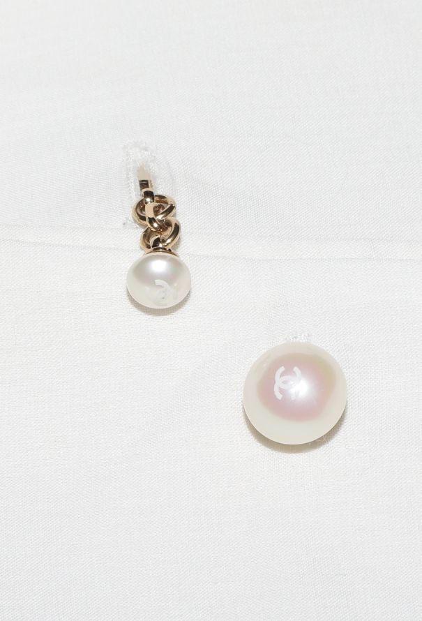 Chanel 2005 Pearl Button Voile Blouse - 9