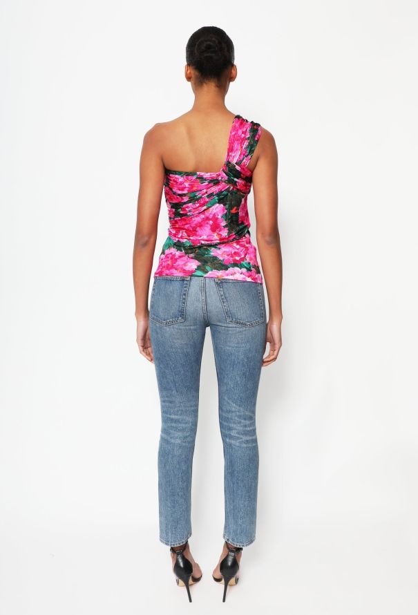 Balenciaga 2008 Ruched Floral Jersey Top - 3