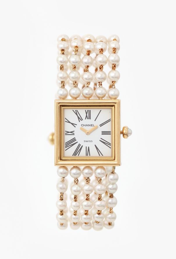 Chanel '80s Mademoiselle 18K Yellow Gold & Pearl Watch - 1