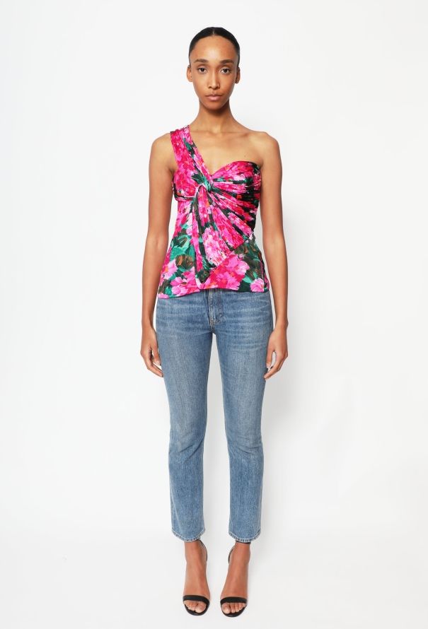 Balenciaga 2008 Ruched Floral Jersey Top - 2
