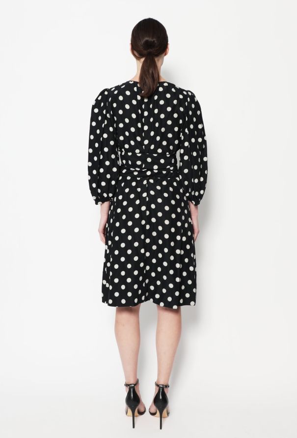 Saint Laurent 70s Polka Dot Belted Silk Dress - 4