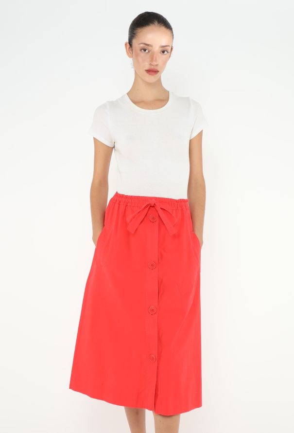 Céline Vintage Belted Poplin Skirt - 1