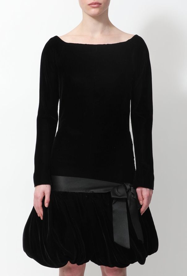 Saint Laurent Vintage Couture Velvet Ruffled Dress - 2